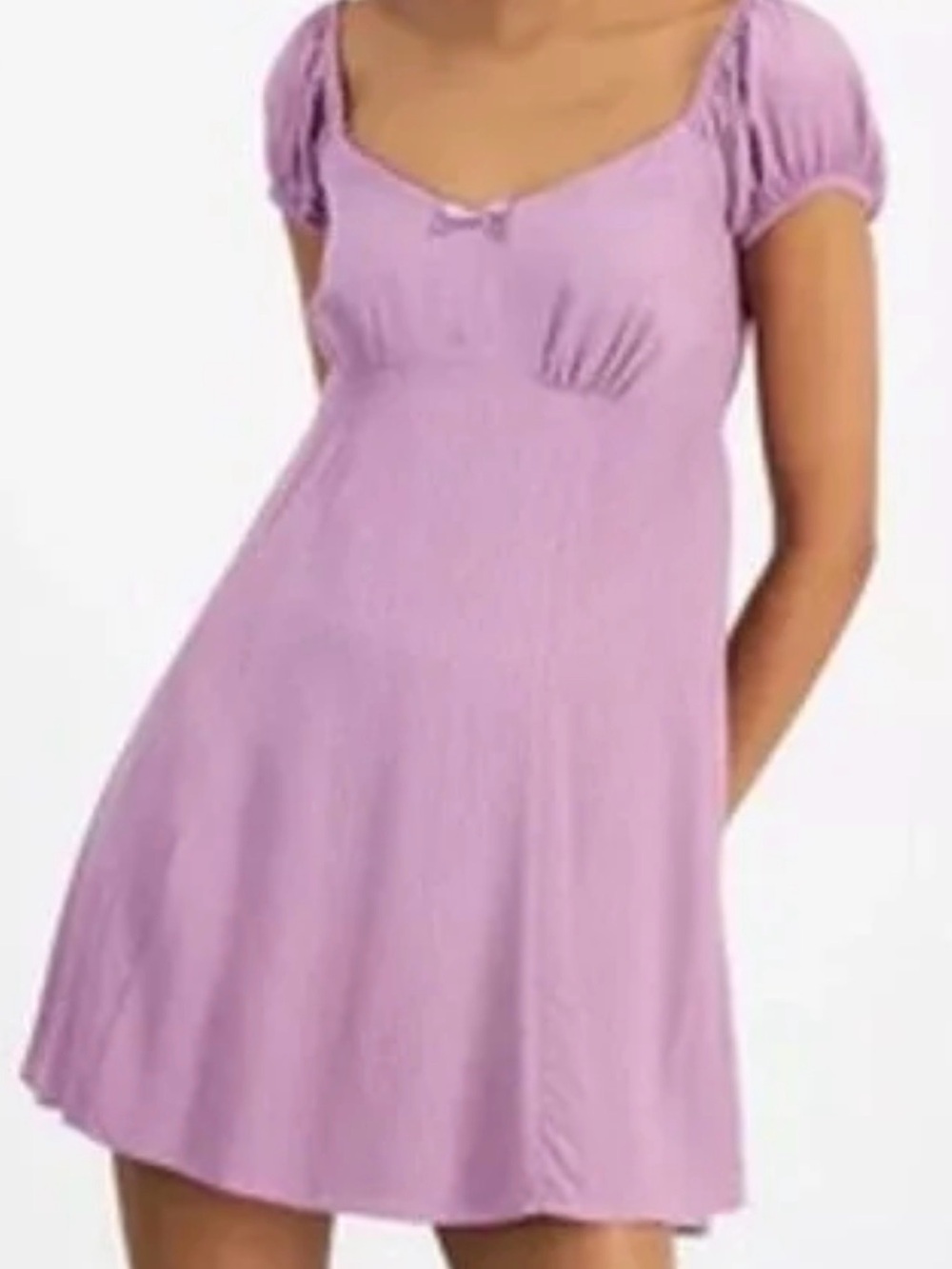 NWT Self Esteem Juniors Cap Sleeve, Empire Waist, Lavender Mini Dress Size Large